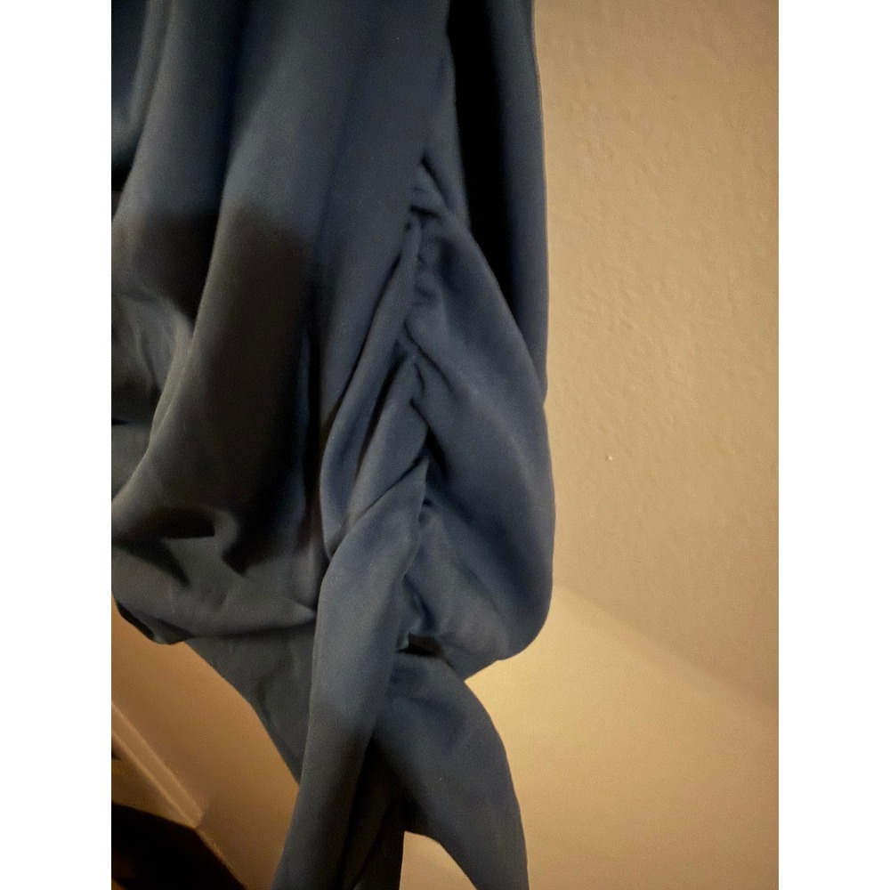 Halara Navy Blue Ruched Midi Skirt/dress Women Medium NWT High Stretch Bodycon - Picture 4 of 6